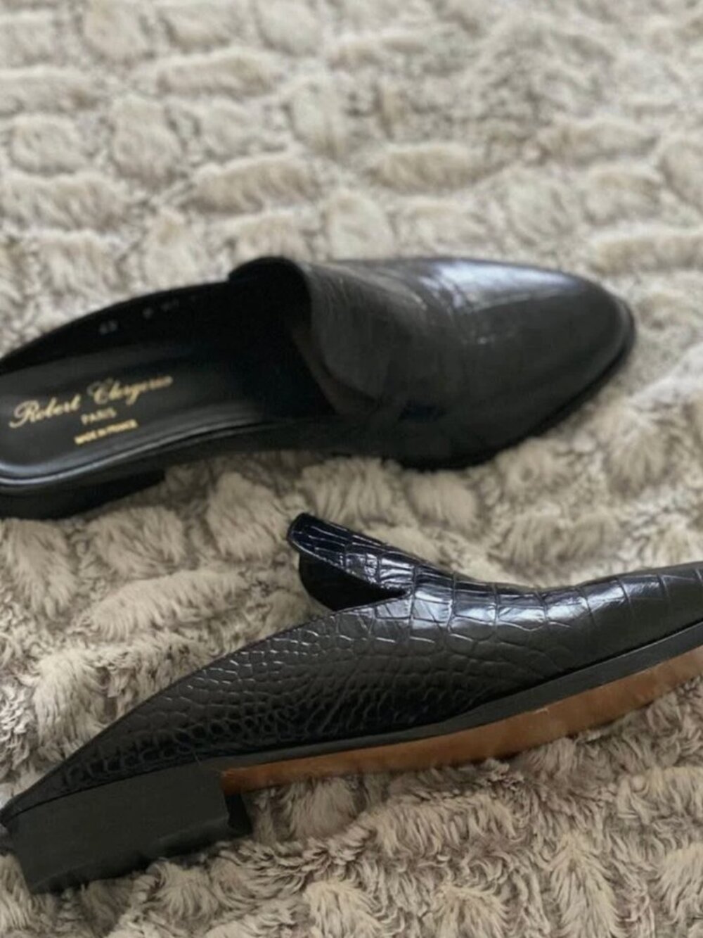 Vintage Robert Clergerie Crocodile Embossed Alice Mules - EU 41 / 42